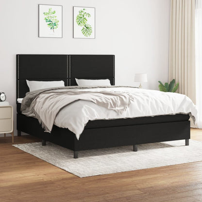 Box spring bed with mattress black 160x200 cm fabric