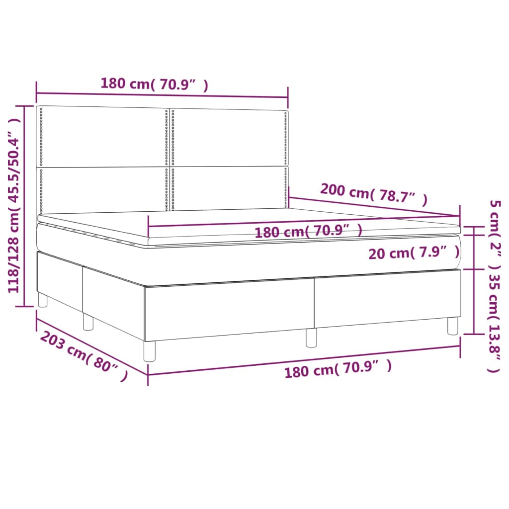 Boxspringbett mit Matratze Blau 180x200 cm Stoff