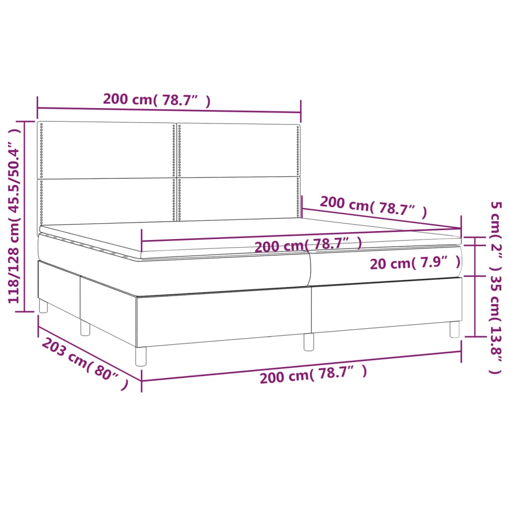 Boxspringbett mit Matratze Schwarz 200x200 cm Stoff