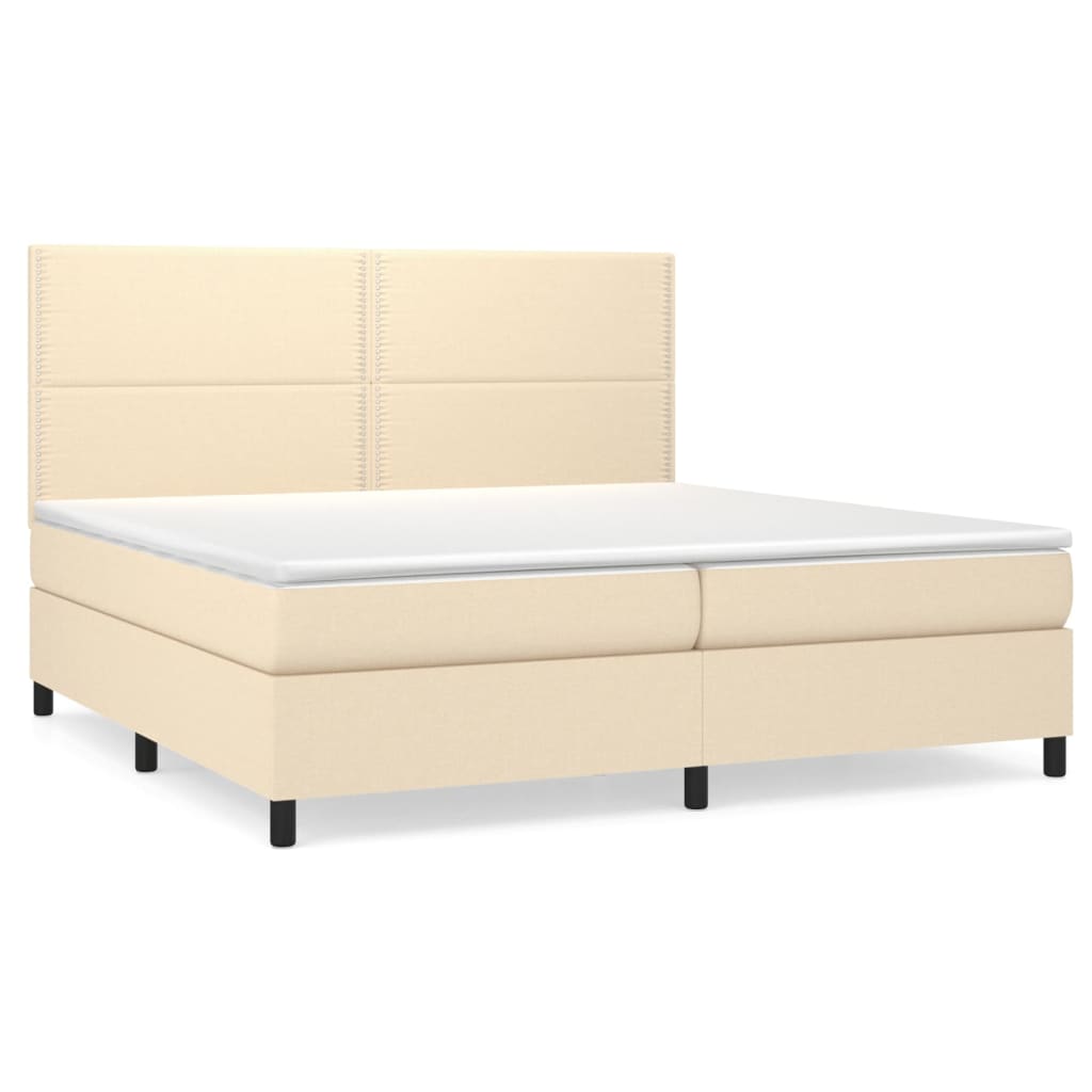 Boxspringbett mit Matratze Creme 200x200 cm Stoff