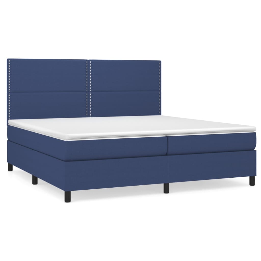 Boxspringbett mit Matratze Blau 200x200 cm Stoff