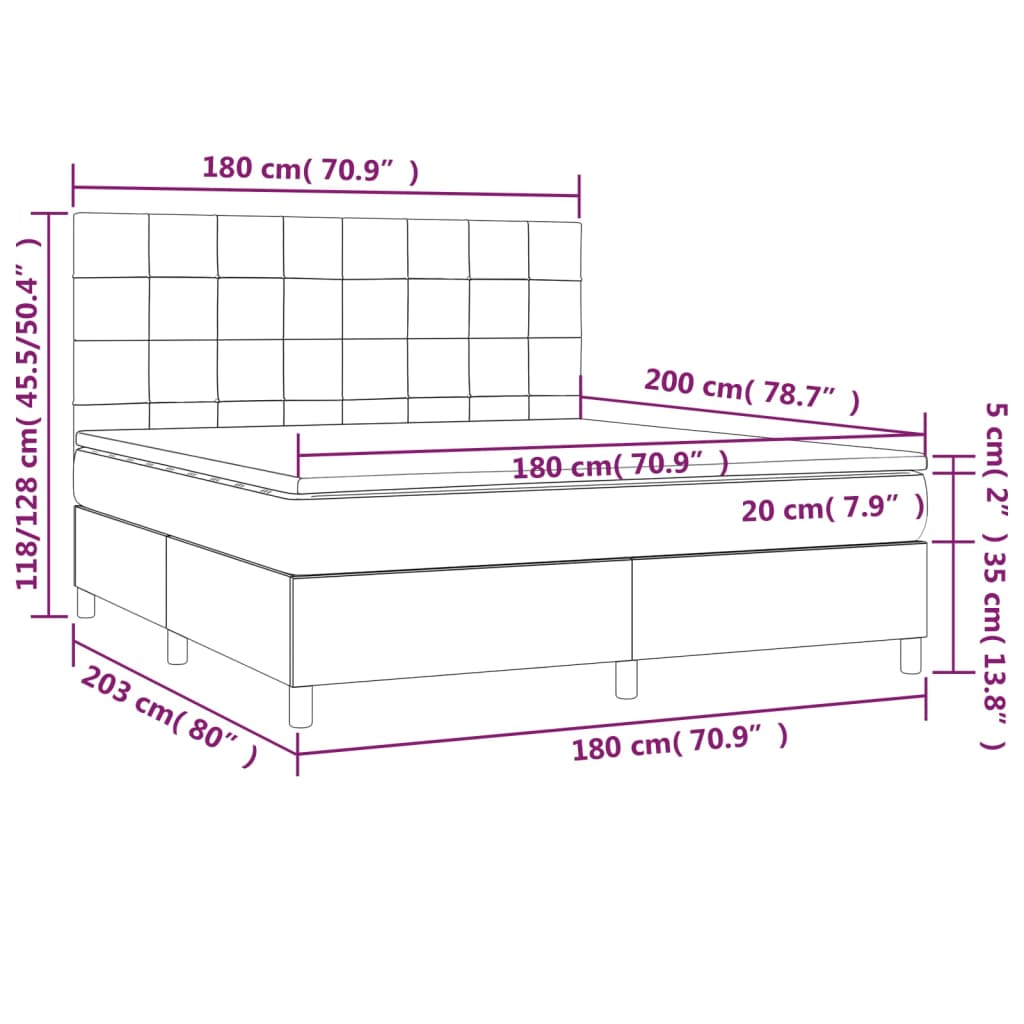 Boxspringbett mit Matratze Schwarz 180x200 cm Stoff