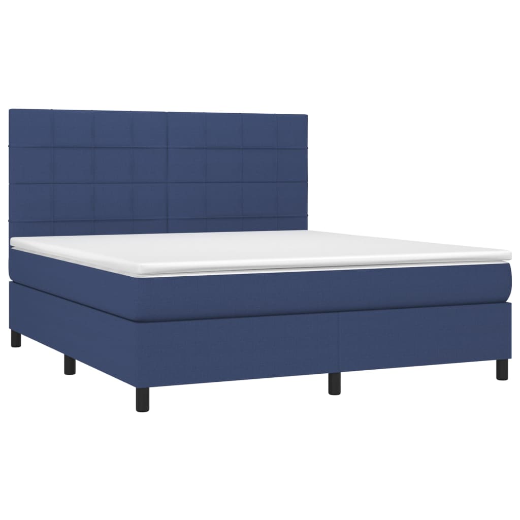 Boxspringbett mit Matratze Blau 180x200 cm Stoff