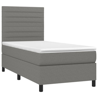 Boxspringbett mit Matratze Dunkelgrau 90x200 cm Stoff