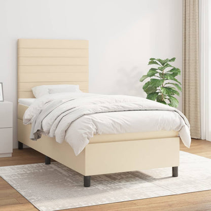 Boxspringbett mit Matratze Creme 90x200 cm Stoff