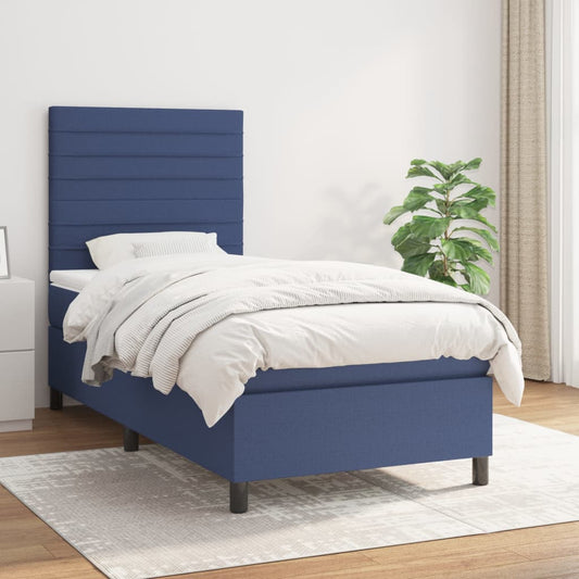 Boxspringbett mit Matratze Blau 90x200 cm Stoff