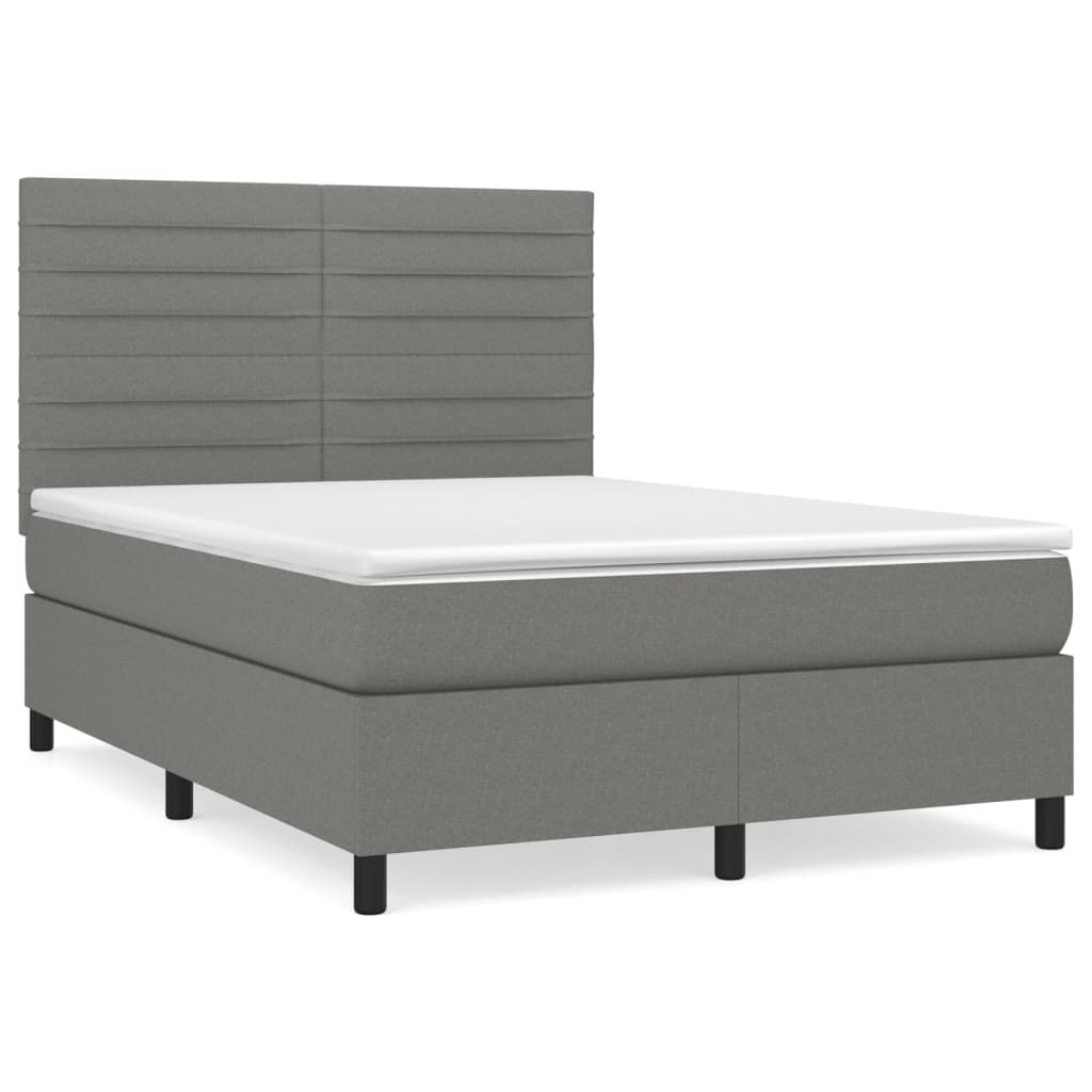 Boxspringbett mit Matratze Dunkelgrau 140x200 cm Stoff