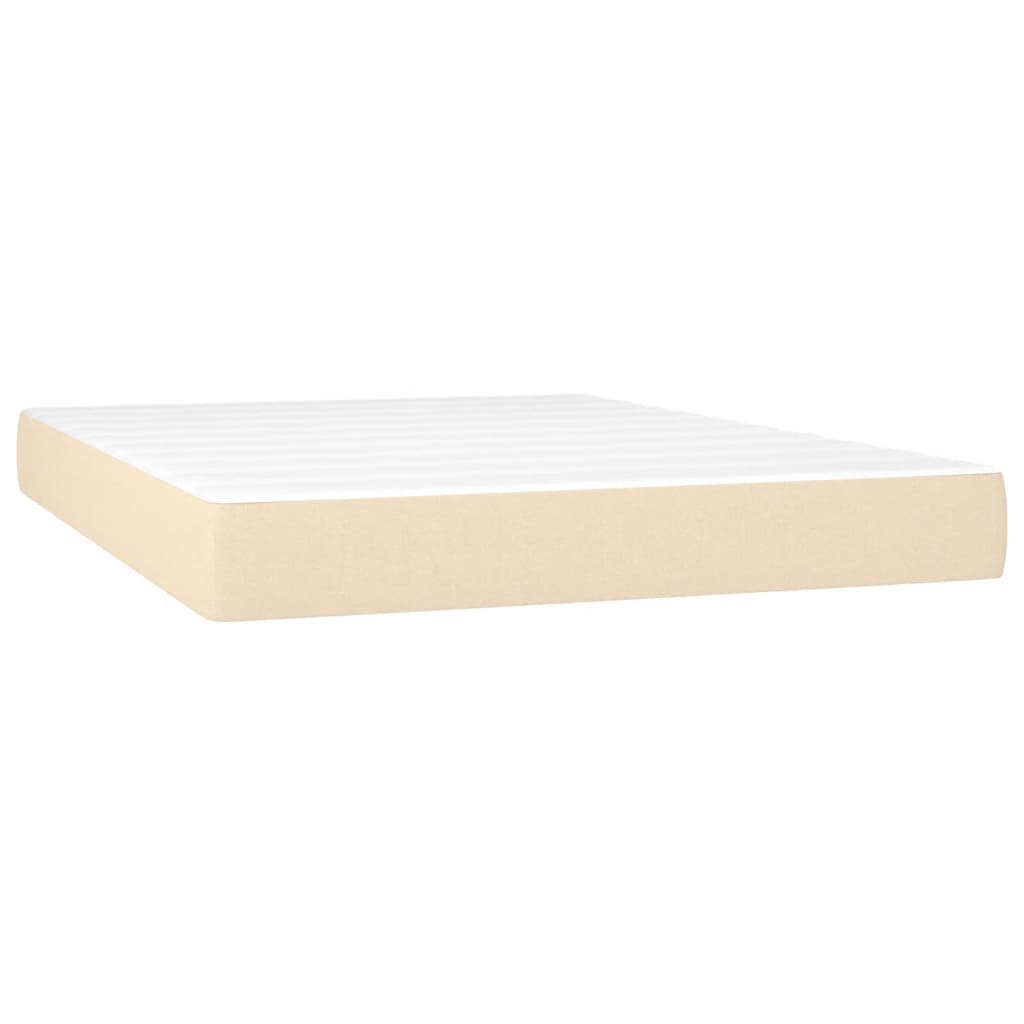 Box spring bed with mattress cream 140x200 cm fabric