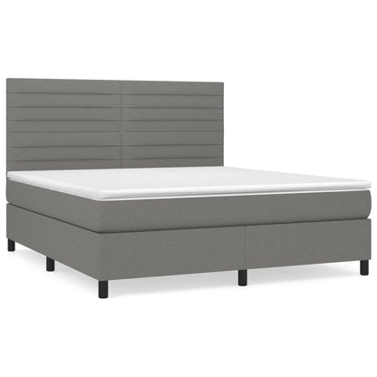 Box spring bed with mattress dark grey 160x200 cm fabric