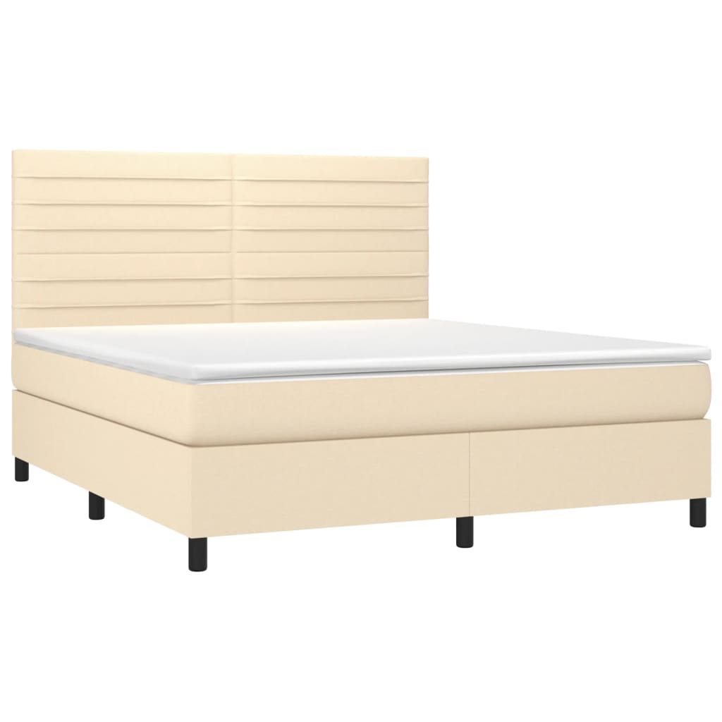 Boxspringbett mit Matratze Creme 160x200 cm Stoff