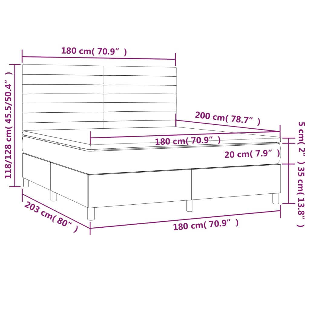 Boxspringbett mit Matratze Schwarz 180x200 cm Stoff