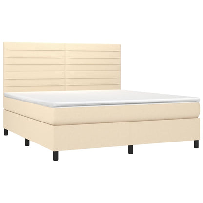 Boxspringbett mit Matratze Creme 180x200 cm Stoff