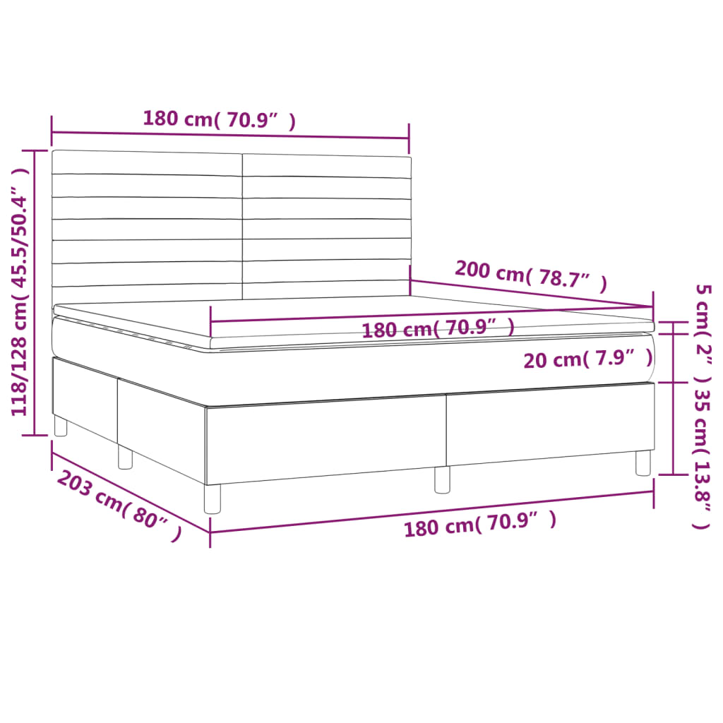 Boxspringbett mit Matratze Creme 180x200 cm Stoff