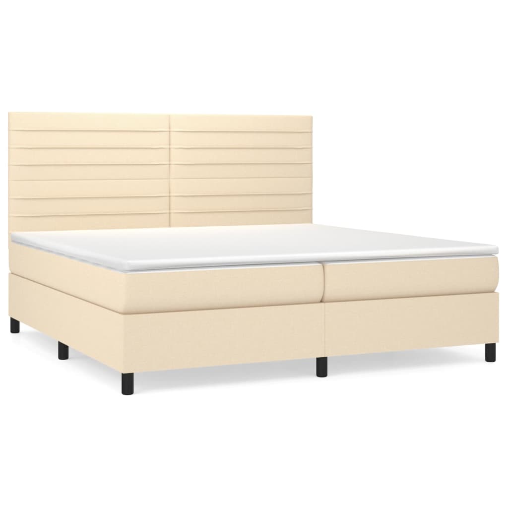 Boxspringbett mit Matratze Creme 200x200 cm Stoff