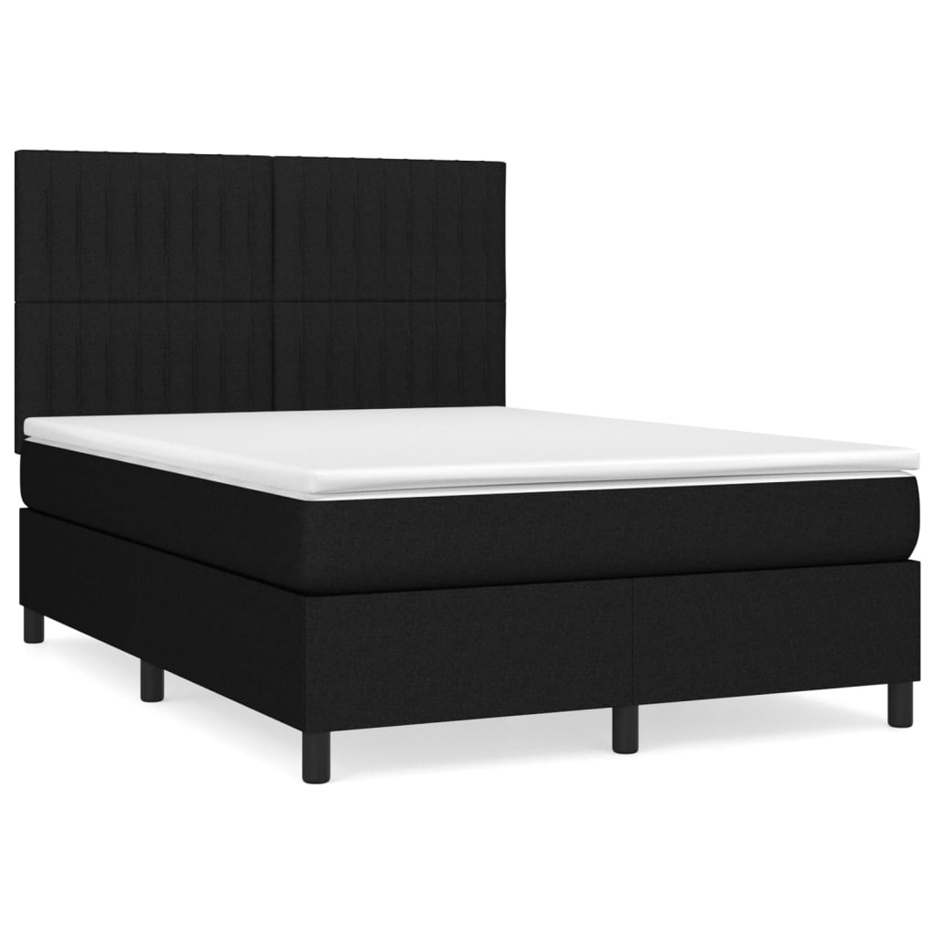 Boxspringbett mit Matratze Schwarz 140x200 cm Stoff