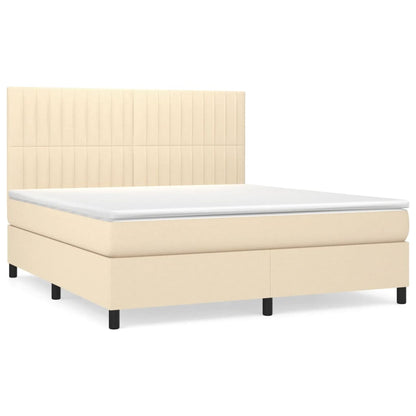 Boxspringbett mit Matratze Creme 160x200 cm Stoff