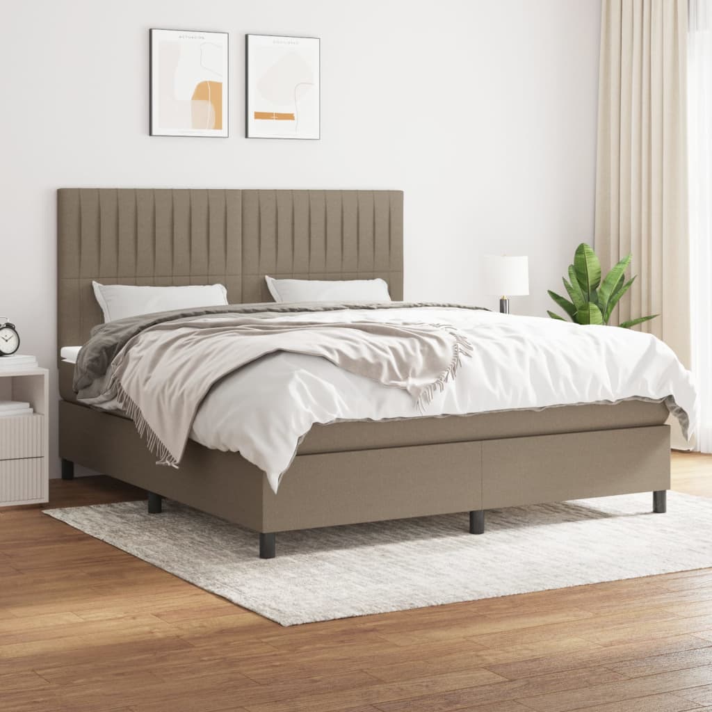 Boxspringbett mit Matratze Taupe 180x200 cm Stoff