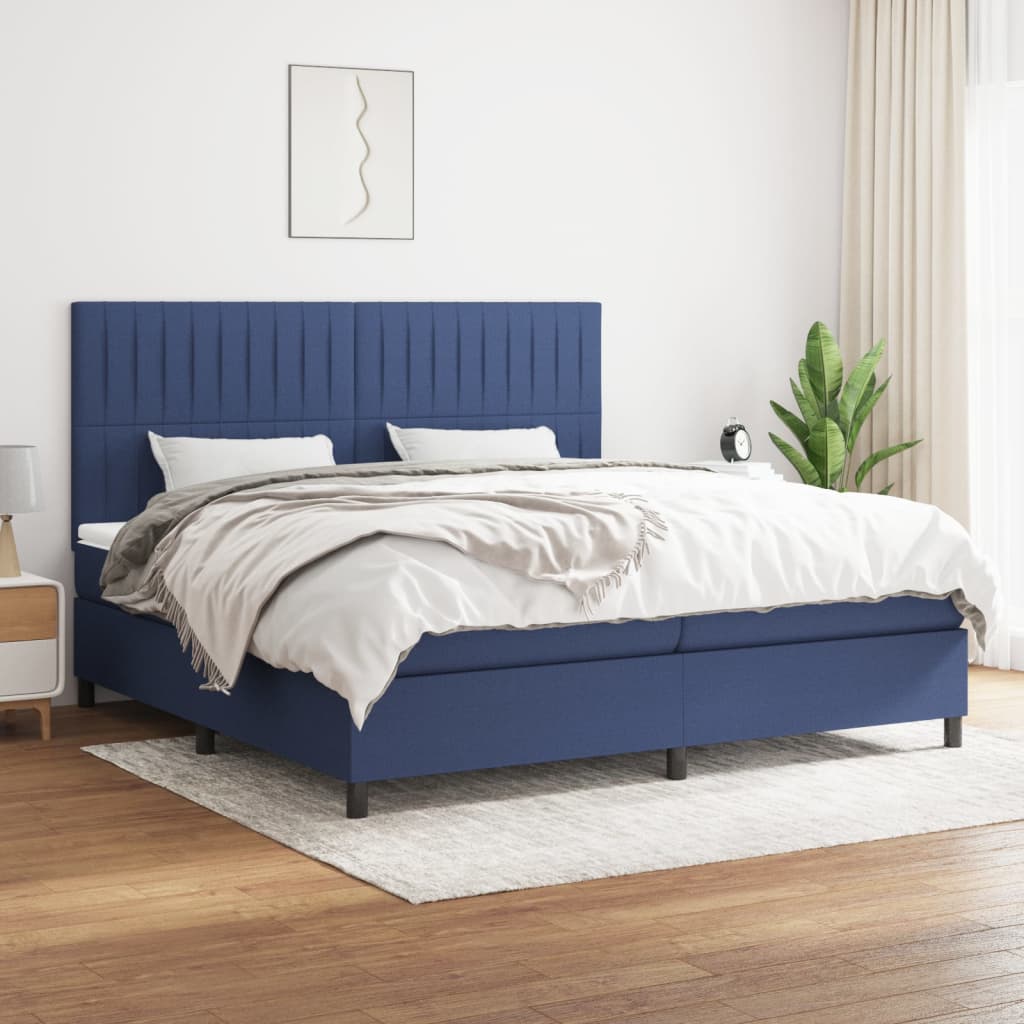 Boxspringbett mit Matratze Blau 200x200 cm Stoff