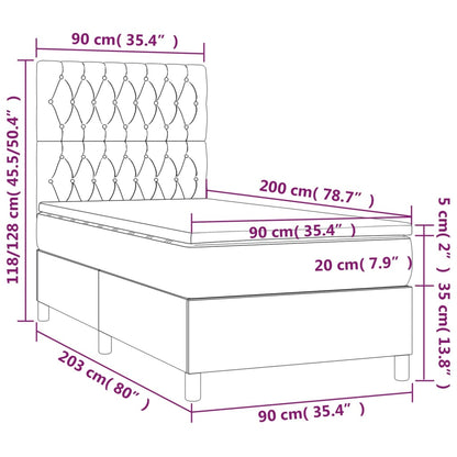 Boxspringbett mit Matratze Schwarz 90x200 cm Stoff