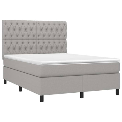 Box spring bed with mattress light grey 140x200 cm fabric