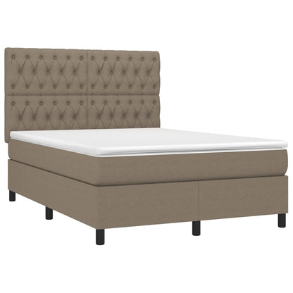 Box spring bed with mattress taupe 140x200 cm fabric