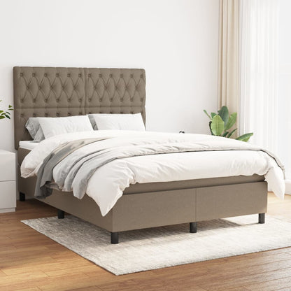 Box spring bed with mattress taupe 140x200 cm fabric