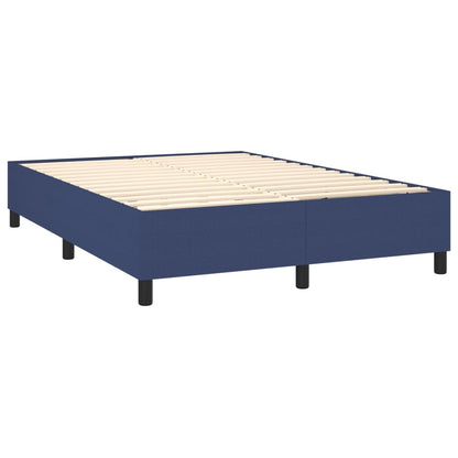 Box spring bed with mattress blue 140x200 cm fabric