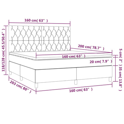 Box spring bed with mattress dark brown 160x200 cm fabric