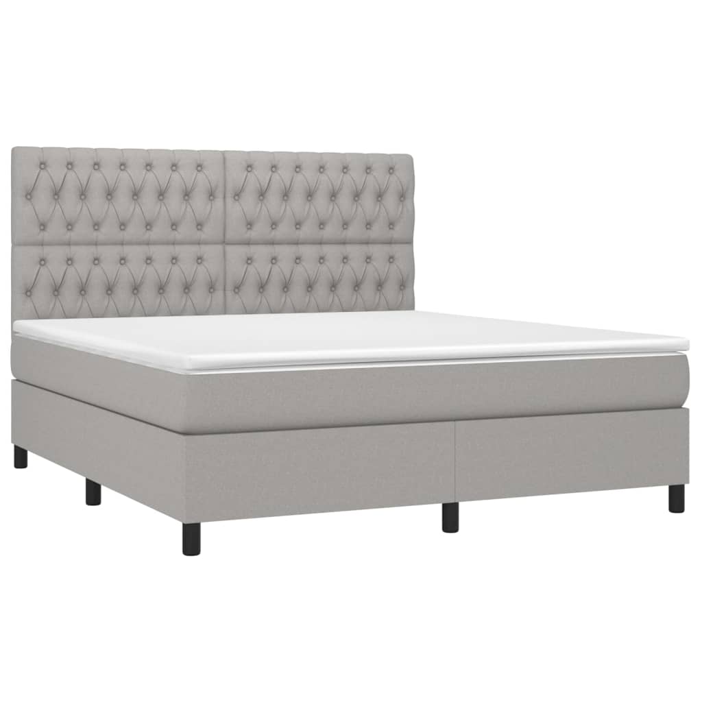 Boxspringbett mit Matratze Hellgrau 180x200 cm Stoff