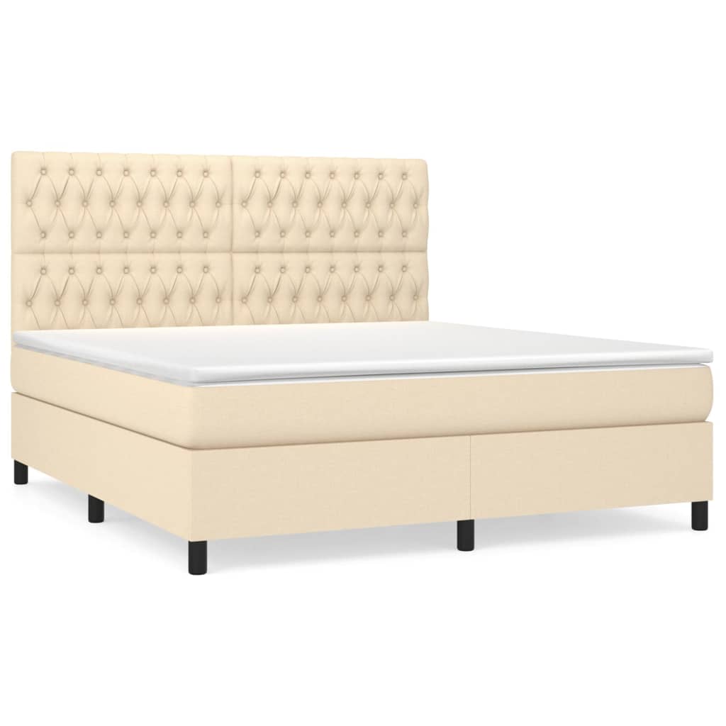 Boxspringbett mit Matratze Creme 180x200 cm Stoff