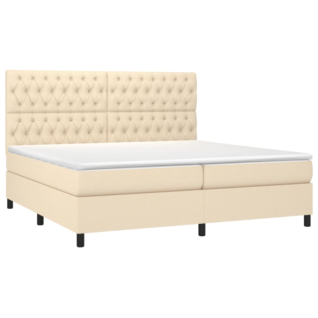 Boxspringbett mit Matratze Creme 200x200 cm Stoff