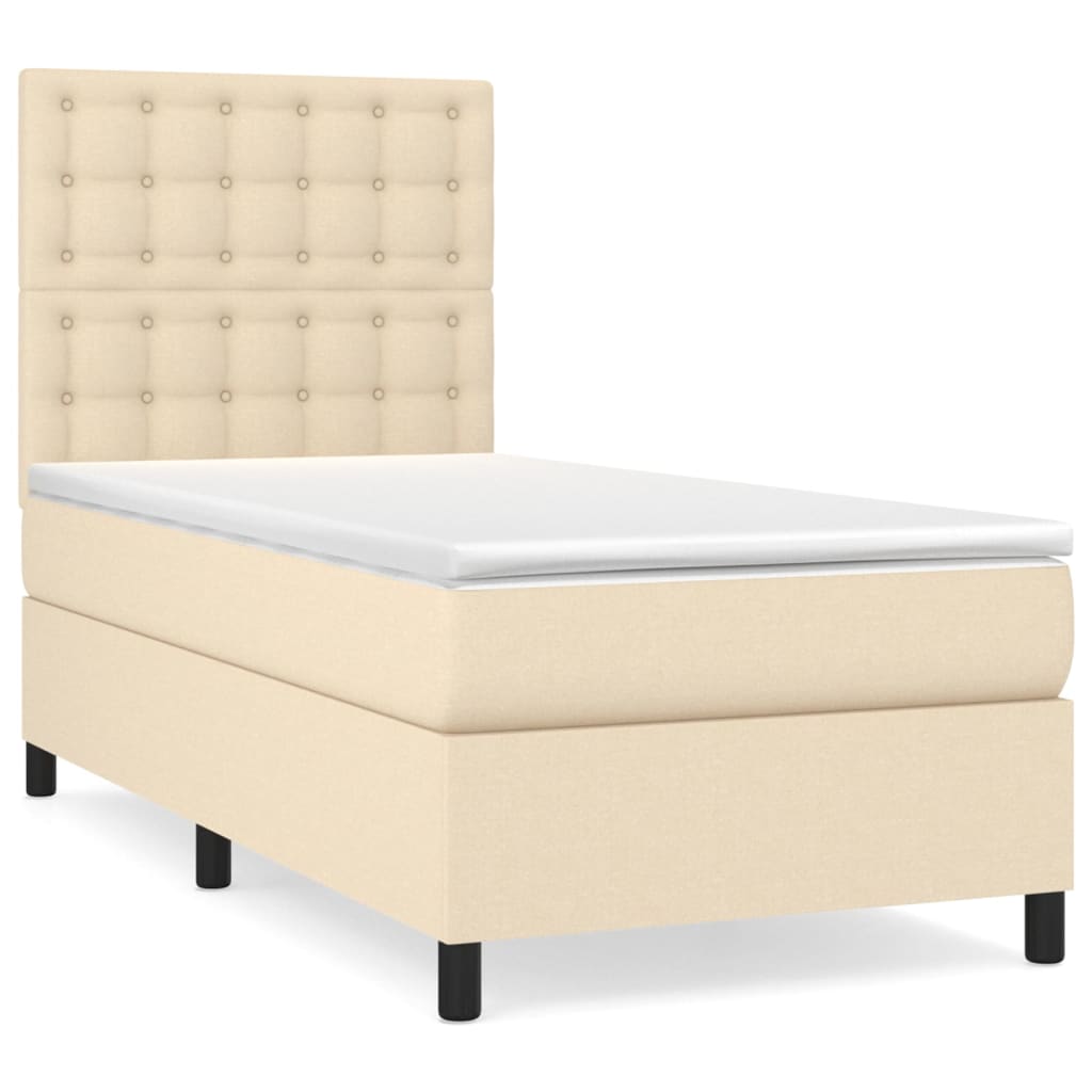 Boxspringbett mit Matratze Creme 90x200 cm Stoff