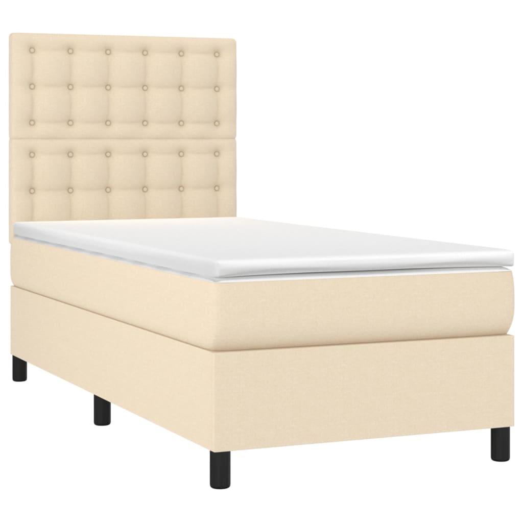 Boxspringbett mit Matratze Creme 90x200 cm Stoff