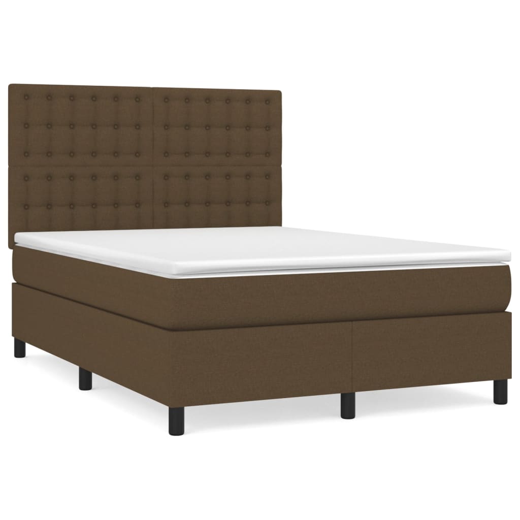 Boxspringbett mit Matratze Dunkelbraun 140x200 cm Stoff