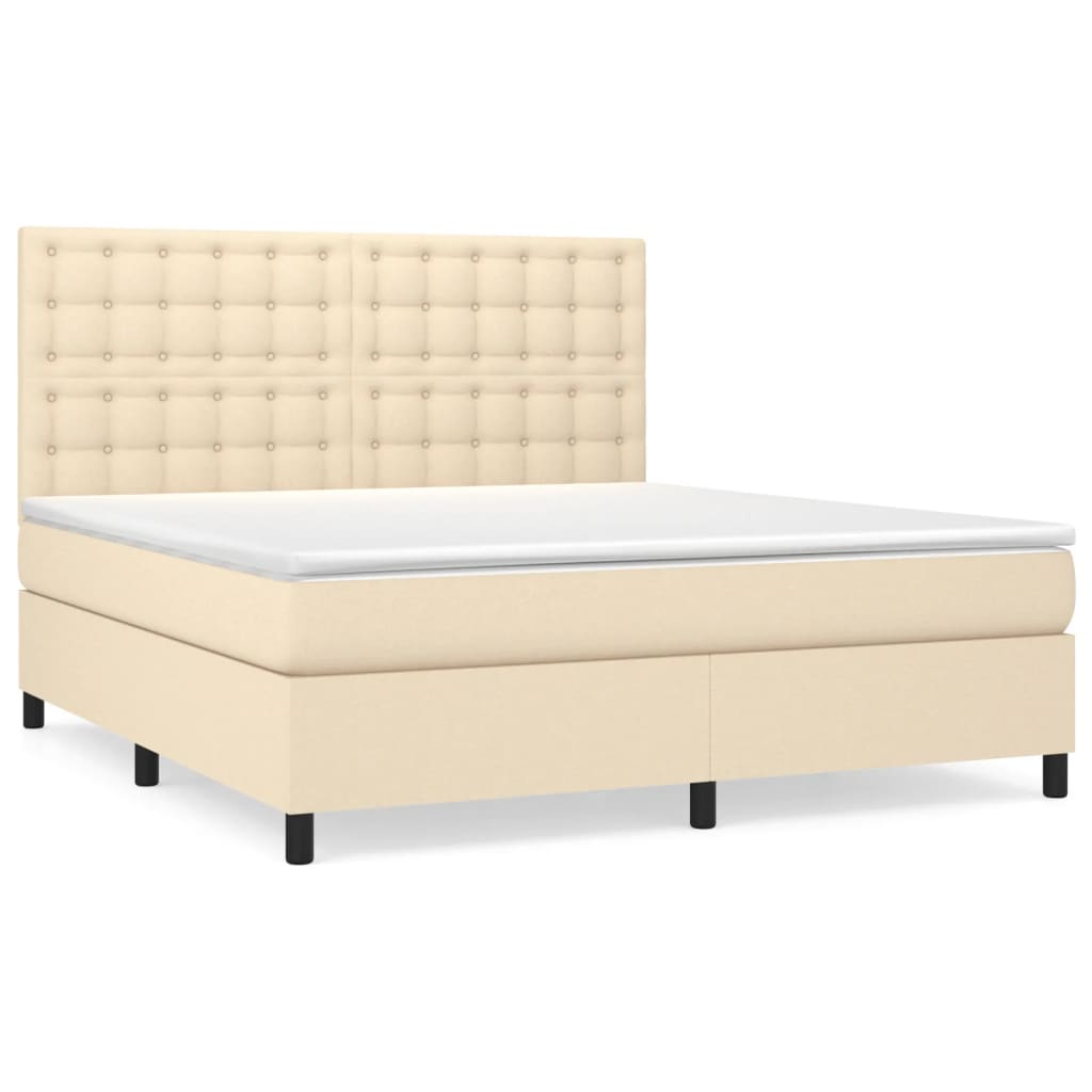 Boxspringbett mit Matratze Creme 160x200 cm Stoff