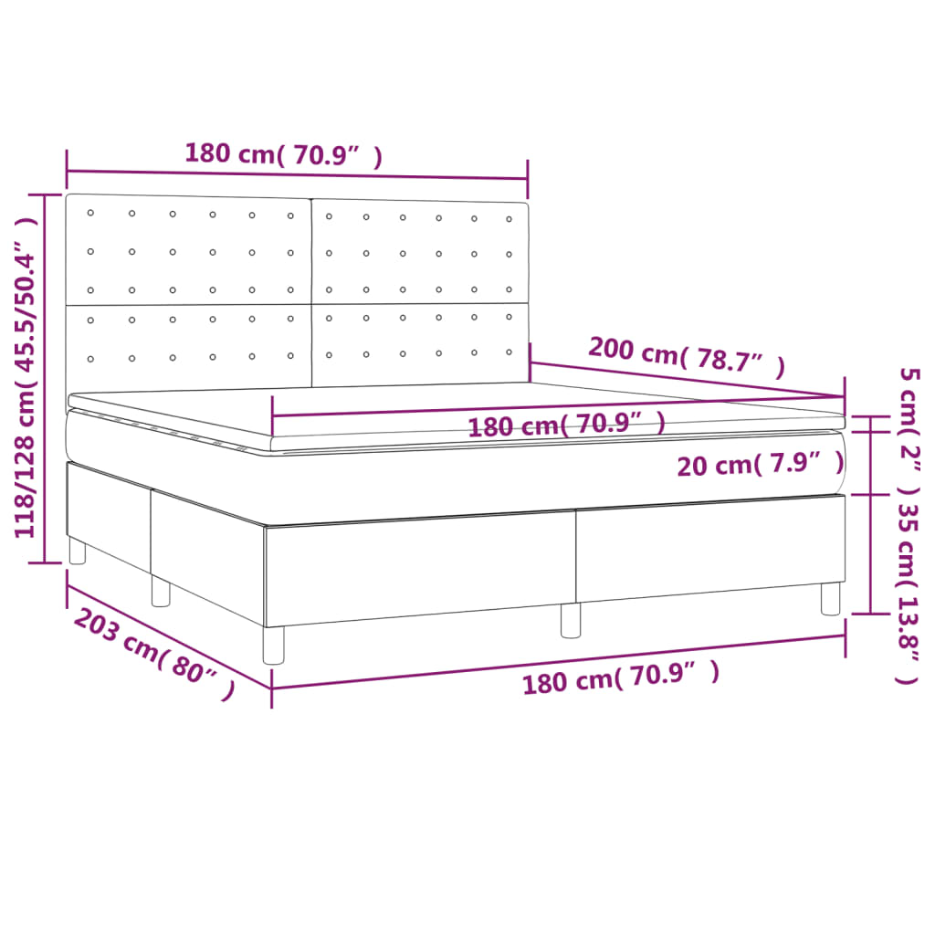 Boxspringbett mit Matratze Dunkelbraun 180x200 cm Stoff