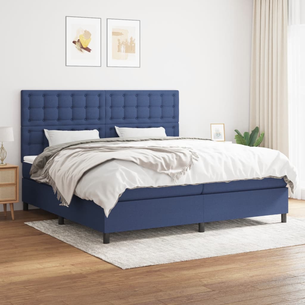 Boxspringbett mit Matratze Blau 200x200 cm Stoff