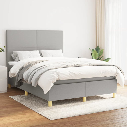 Boxspringbett mit Matratze Hellgrau 140x200 cm Stoff