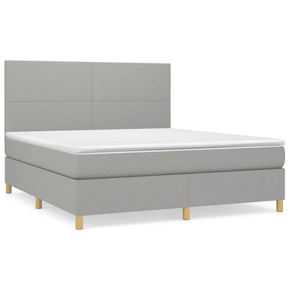 Box spring bed with mattress light grey 160x200 cm fabric