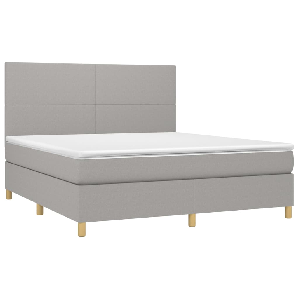 Box spring bed with mattress light grey 160x200 cm fabric