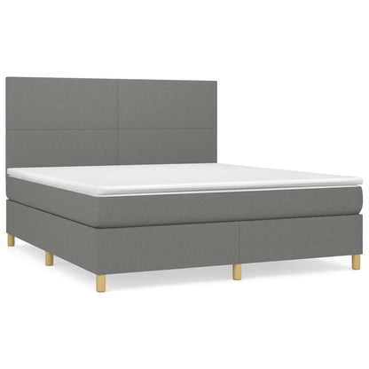 Box spring bed with mattress dark grey 160x200 cm fabric