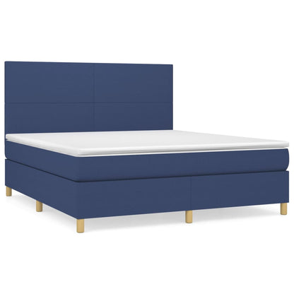 Boxspringbett mit Matratze Blau 180x200 cm Stoff