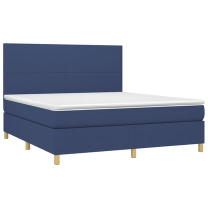 Boxspringbett mit Matratze Blau 180x200 cm Stoff