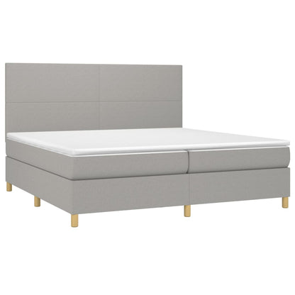 Boxspringbett mit Matratze Hellgrau 200x200 cm Stoff