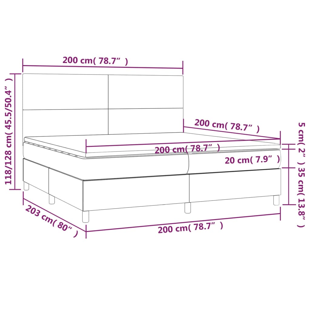 Boxspringbett mit Matratze Hellgrau 200x200 cm Stoff