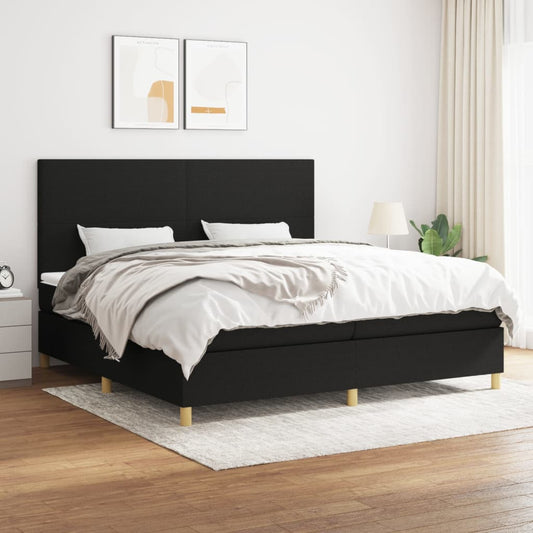 Box spring bed with mattress black 200x200 cm fabric