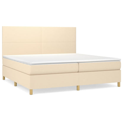 Boxspringbett mit Matratze Creme 200x200 cm Stoff