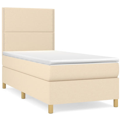 Boxspringbett mit Matratze Creme 90x200 cm Stoff