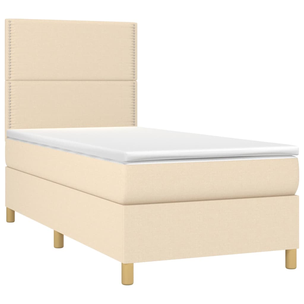 Boxspringbett mit Matratze Creme 90x200 cm Stoff