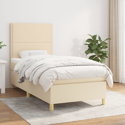 Boxspringbett mit Matratze Creme 90x200 cm Stoff